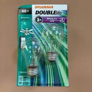 Sylvania Double Life 40W A15 Light Bulbs 2 Pack Vibration Service Clear 120V
